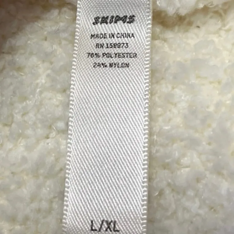 Skims Cream Long Sleeve Fleece Pocket Open Longline Cardigan Sweater Top Sz L/XL - Image 3