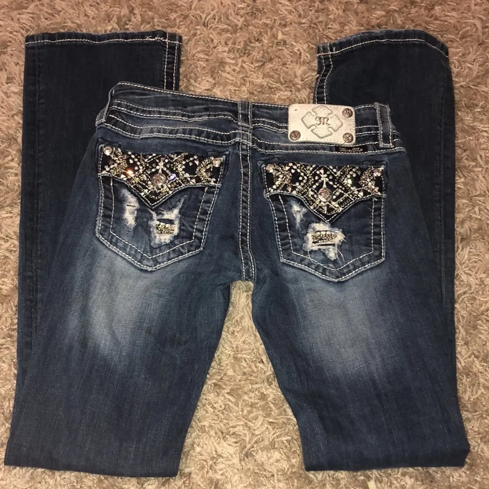 Miss me signature bootcut jeans sparkly distressed jeans size 27 denim jeans​​ - Image 9