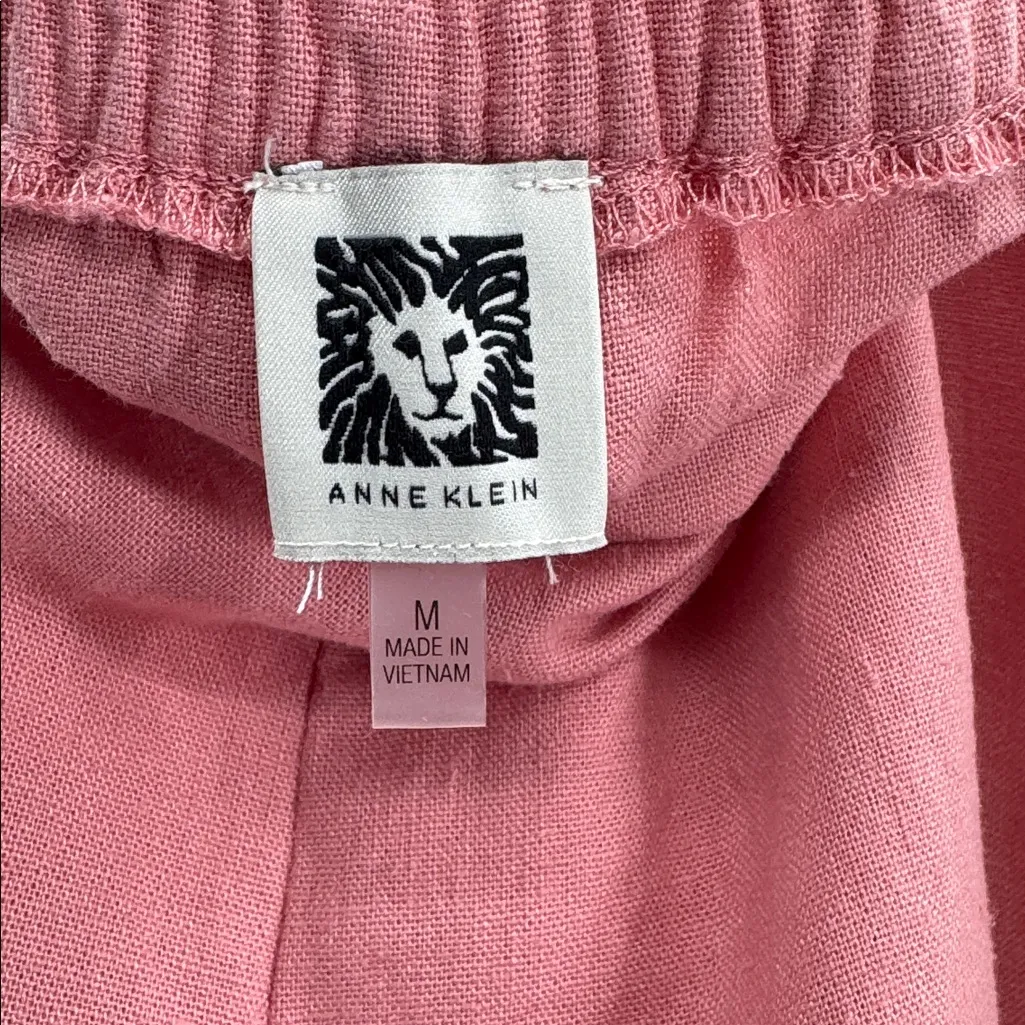 Anne Klein Pink Ankle embroidered detail linen blend M casual office summer - Image 10