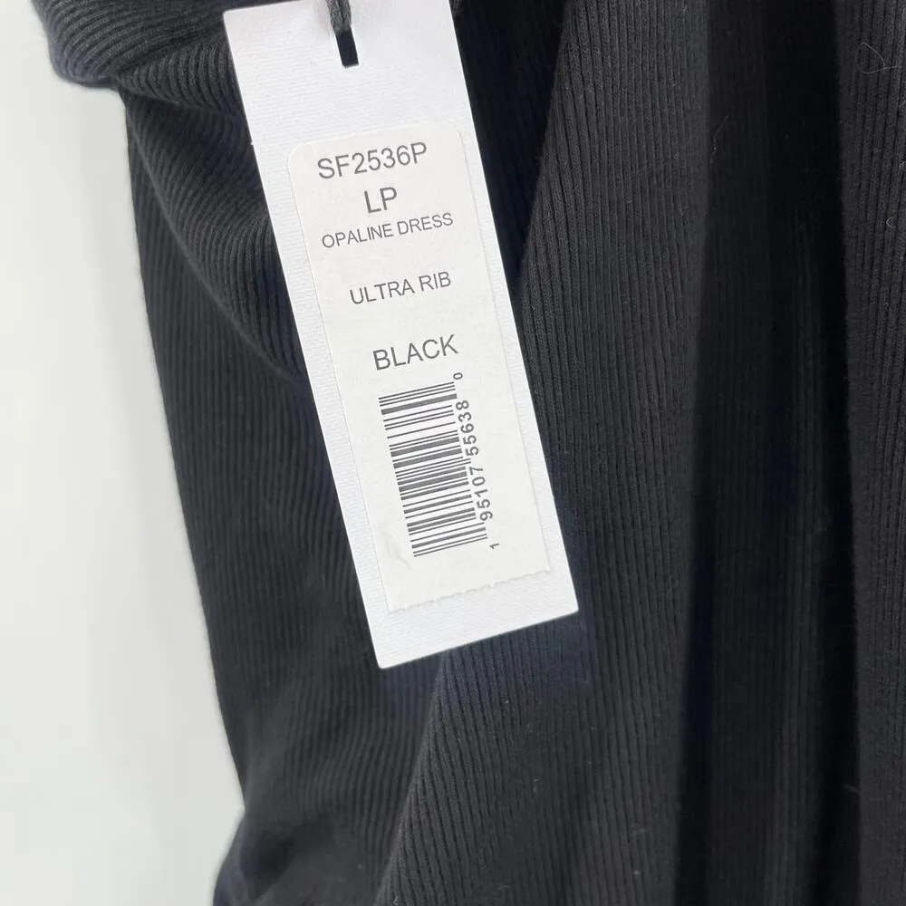 MICHAEL STARS Opaline Dress Size Petite Large Ribbed Black Ultra Rib Midi NWT - Image 6