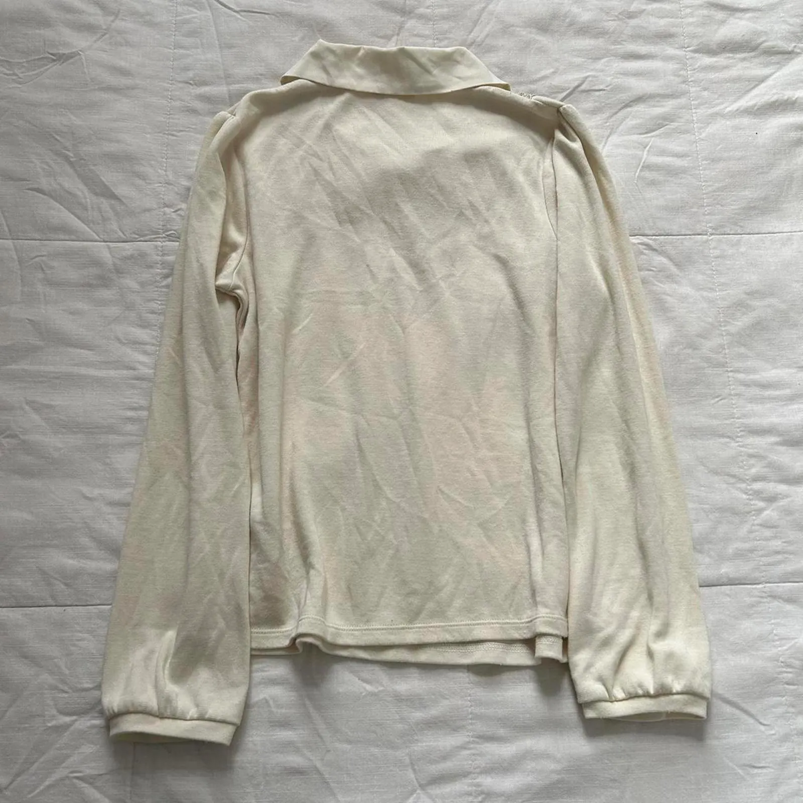 Axes Femme Cream white long sleeve collared top lace bib removable bow tie Size M - Image 6