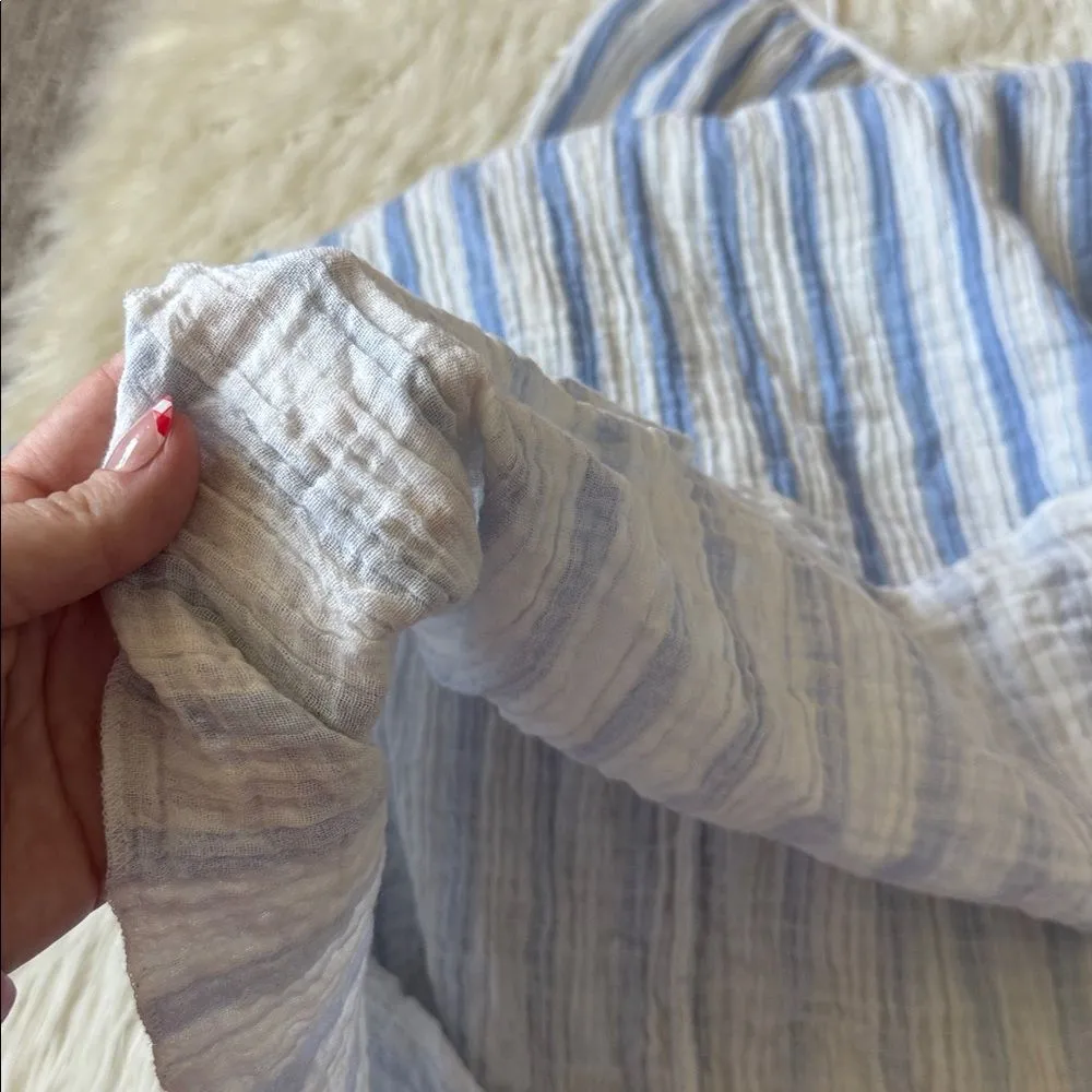 H&M Divided Tie Detail Easy Wear Midi Dress Blue and White Stripe - Image 12