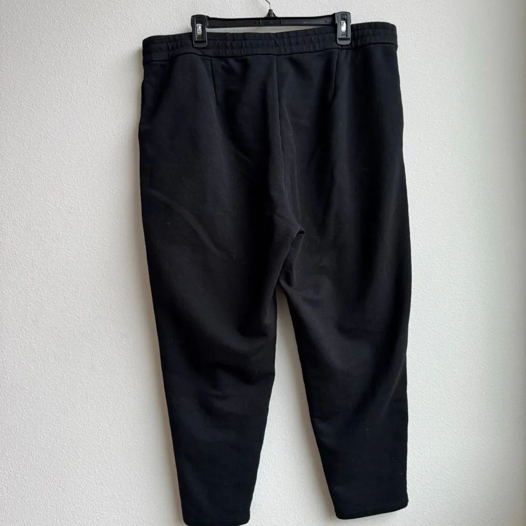 Eileen Fisher Organic Cotton Black Cropped Textured Pull On Jogger Pant Size XL - Image 3