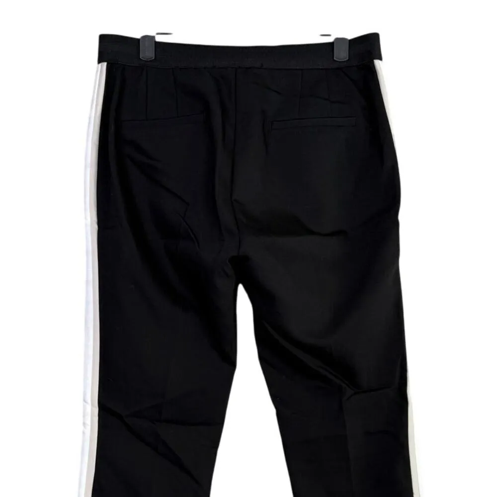 ZARA Basic Black White Beige Side Stripe Straight Leg Ankle Trouser Pant L #3382 - Image 7