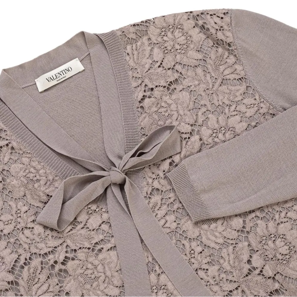 Valentino Mauve Lace and Knit V - Image 3