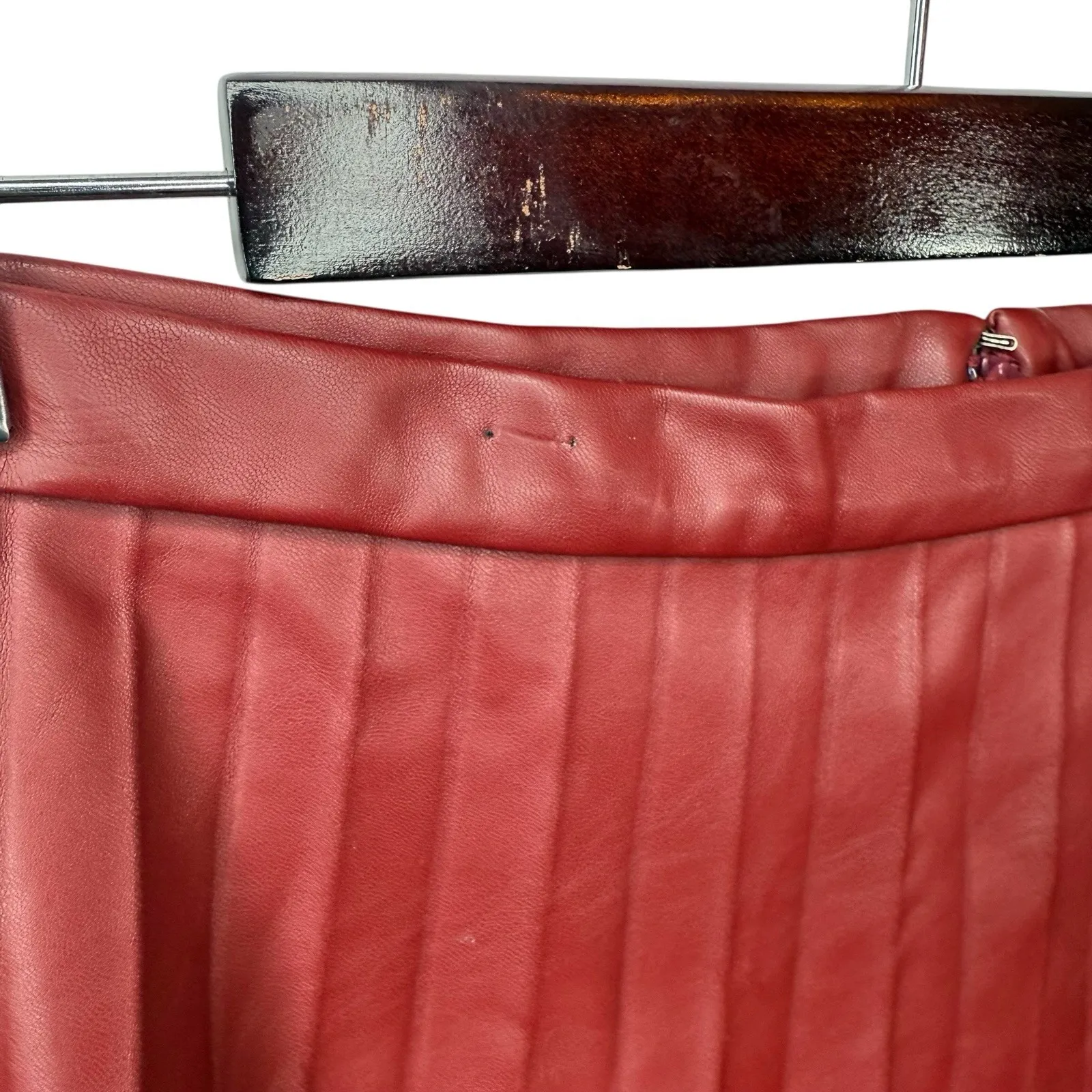 J. Crew Accordion Pleat‎ Faux Leather Midi Skirt A - Image 5