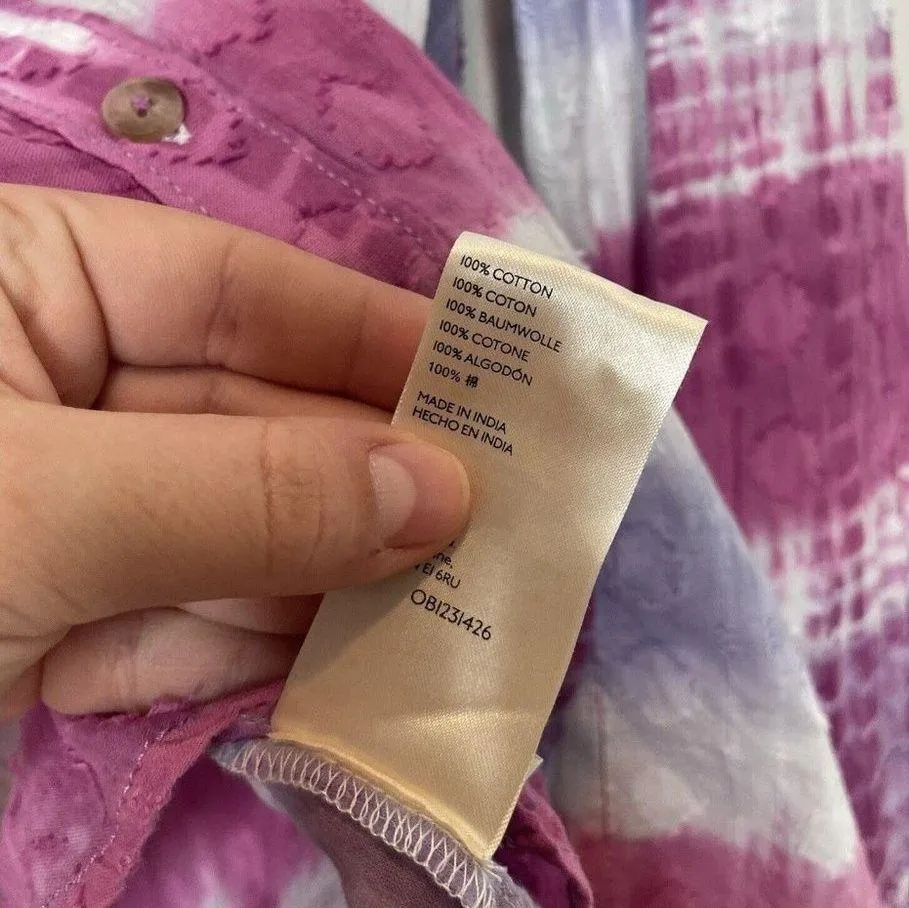 Anthropologie Pilcro and the Letterpress Pink Purple Tie Dye Button Down Size S - Image 9