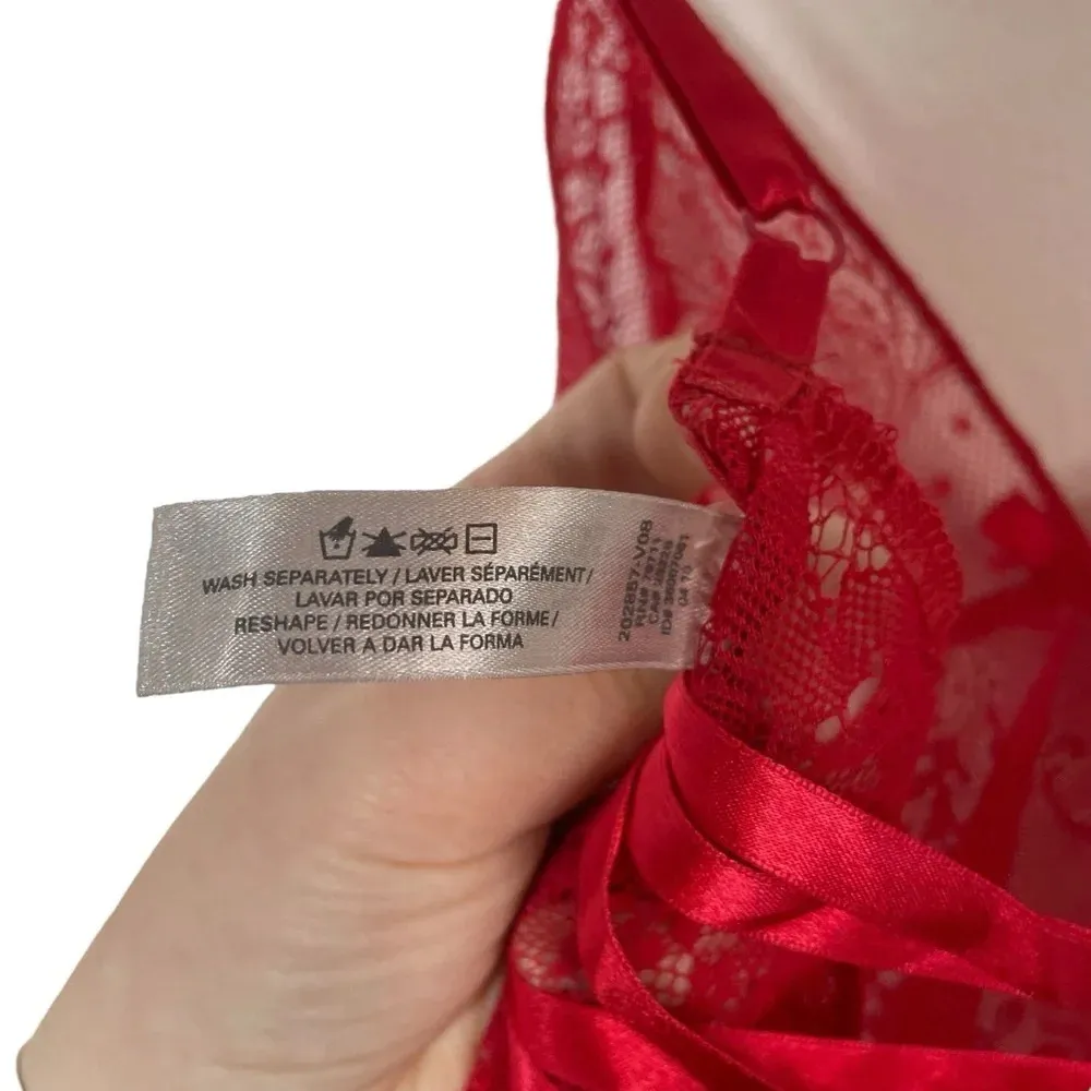Victoria’s Secret Valentines Day 2010 Lingerie Lace Silk Slip Dress Red Size M - Image 13