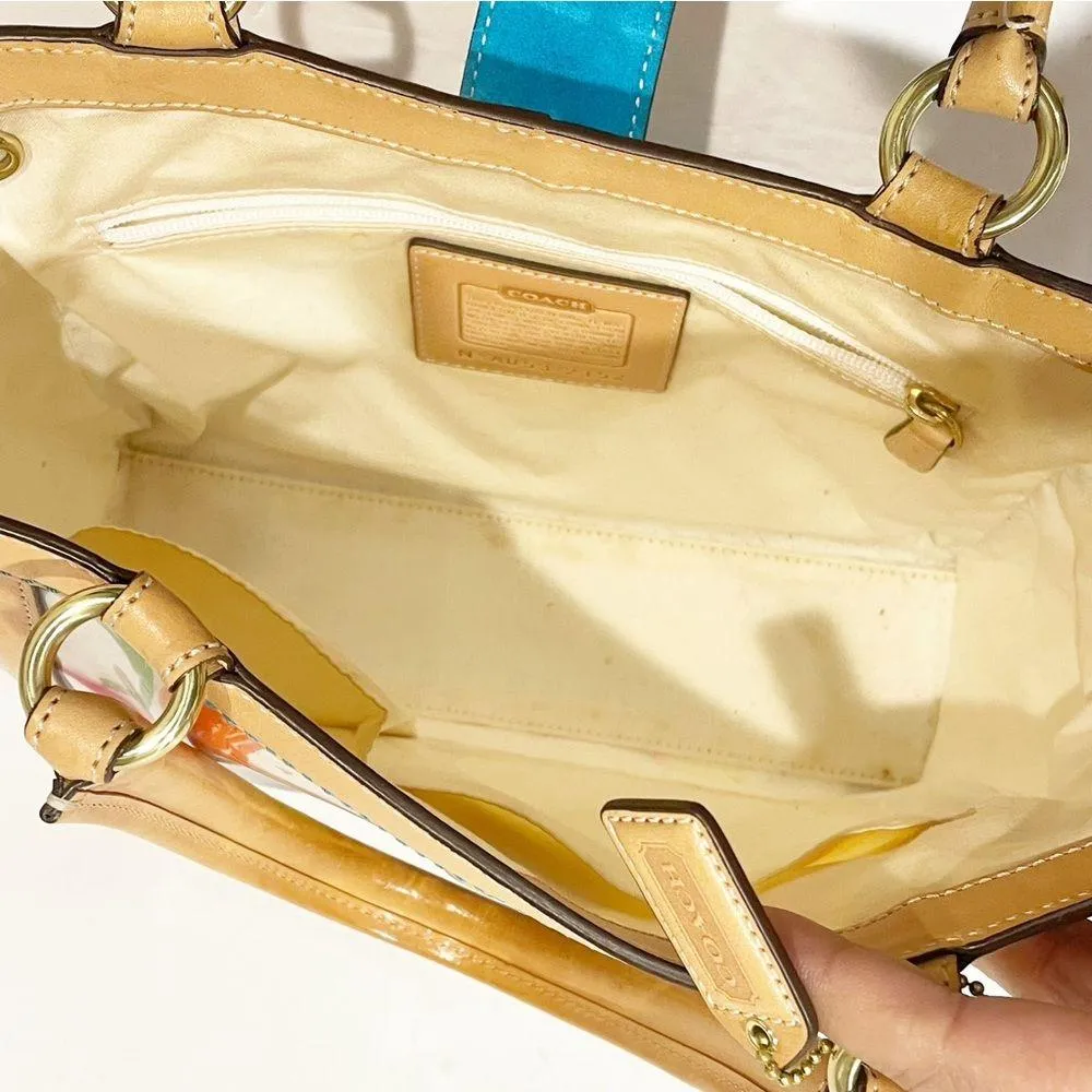 COACH Ltd Ed PVC MULTICOLOR SIGNATURE TSCRIBBLE C VACHETTA LEATHER BOXY TOTE BAG - Image 4