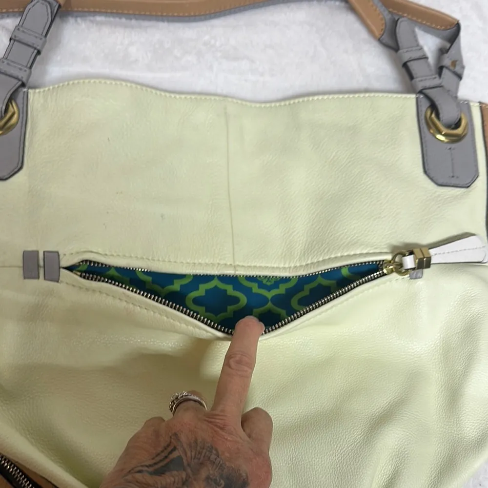 orYANY Cream and Tan Tote Bag with Elegant Design - Image 10