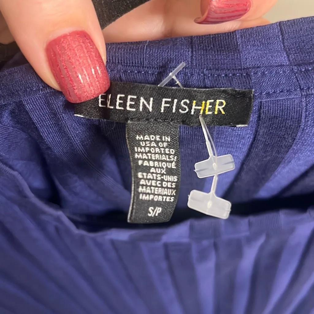 ✨Eileen Fisher Women's Textured Ribbed Knit Cap Sleeve Crew Neck Sz S/P Top✨ - Image 4