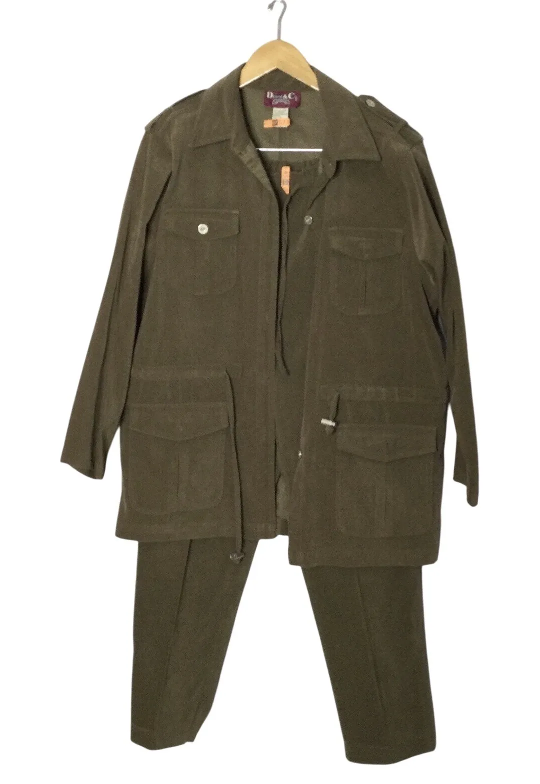 Denim & Co Women's 2 pc Pants & Long Sleeve Jacket Vintage 1970's Olive Green Size M - Image 1