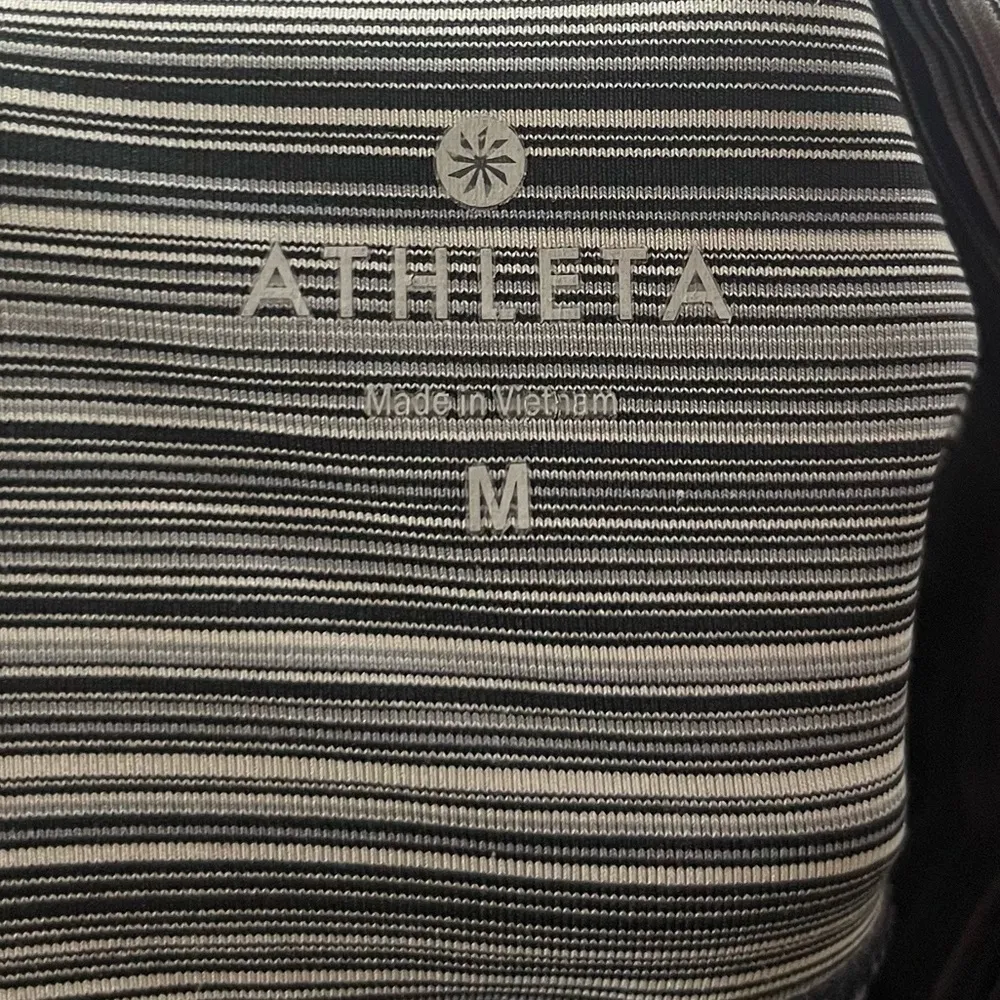 Athleta Chaturanga Black & Gray Stripe Athletic Leggings M - Image 6