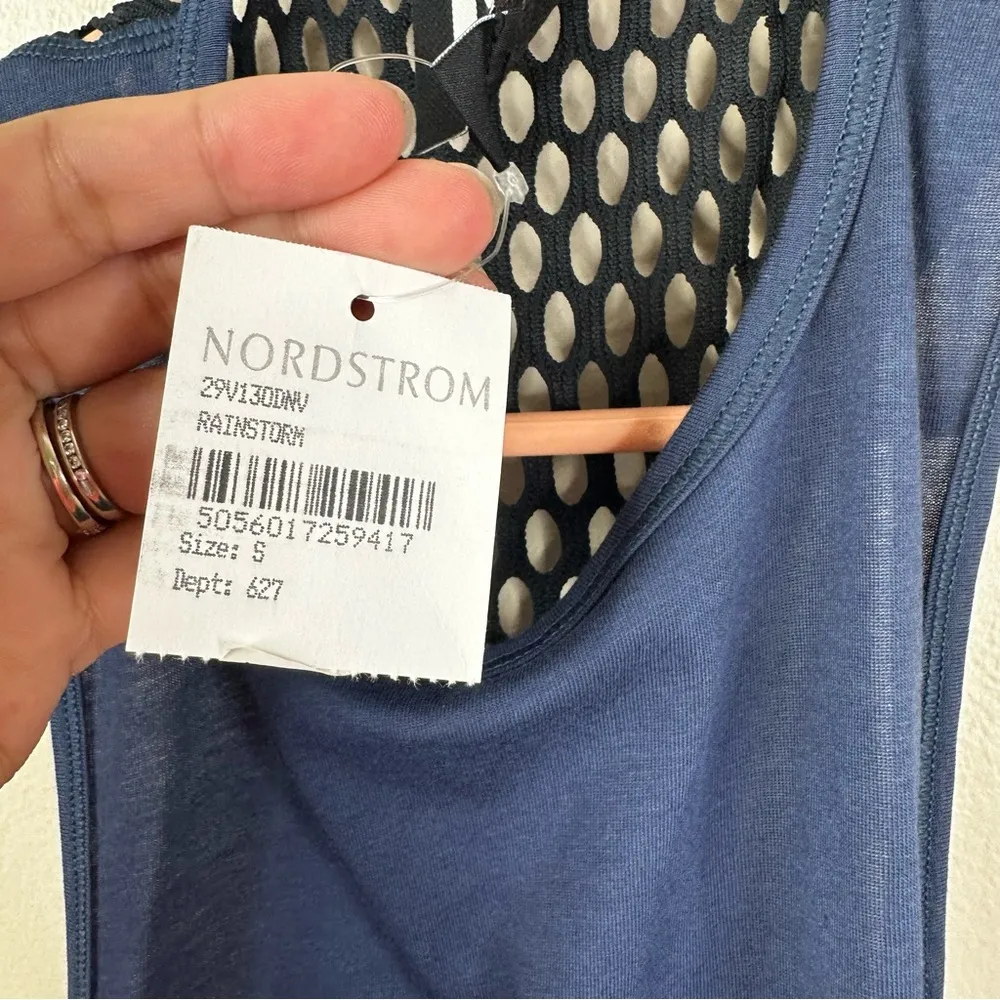 NEW Ivy Park Mesh Tank Top Womens Small Blue Black Racer back Active Wear Shirt - Image 7