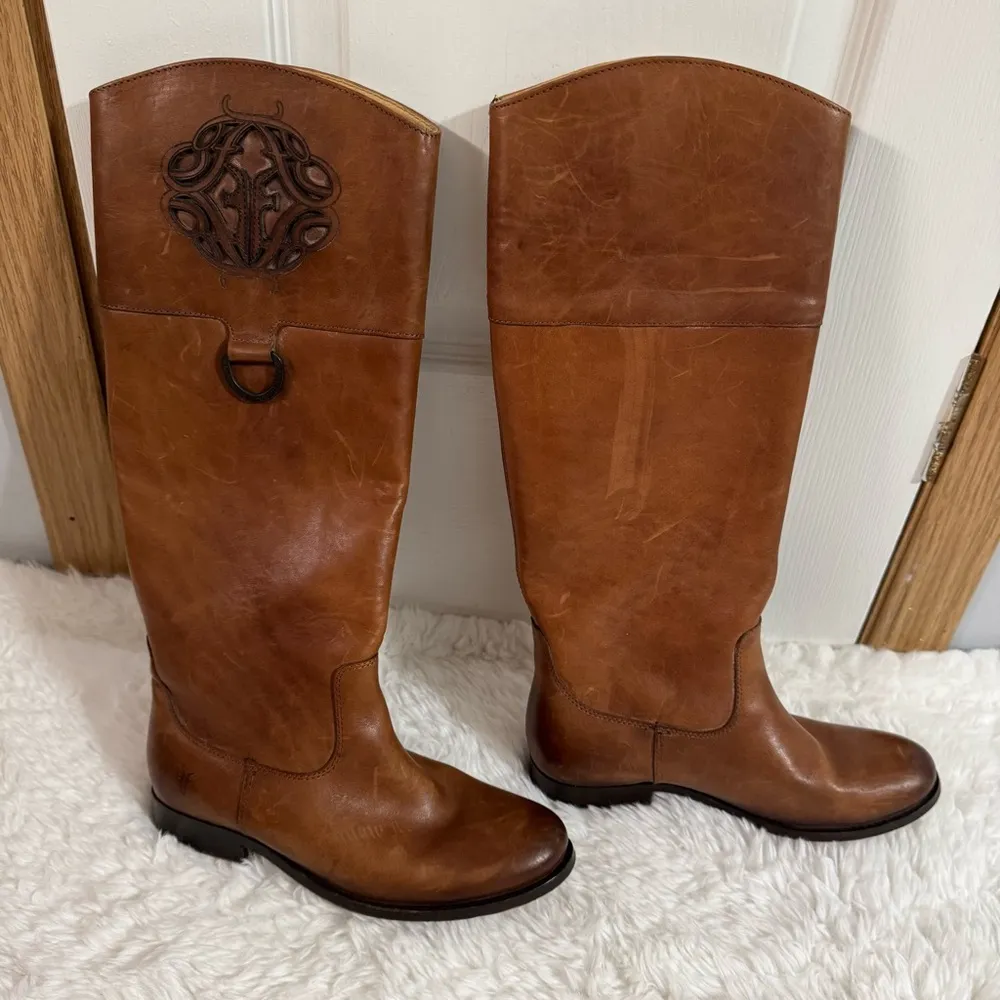 Frye Brown Leather Knee High Boots Size 6.5 - Image 16