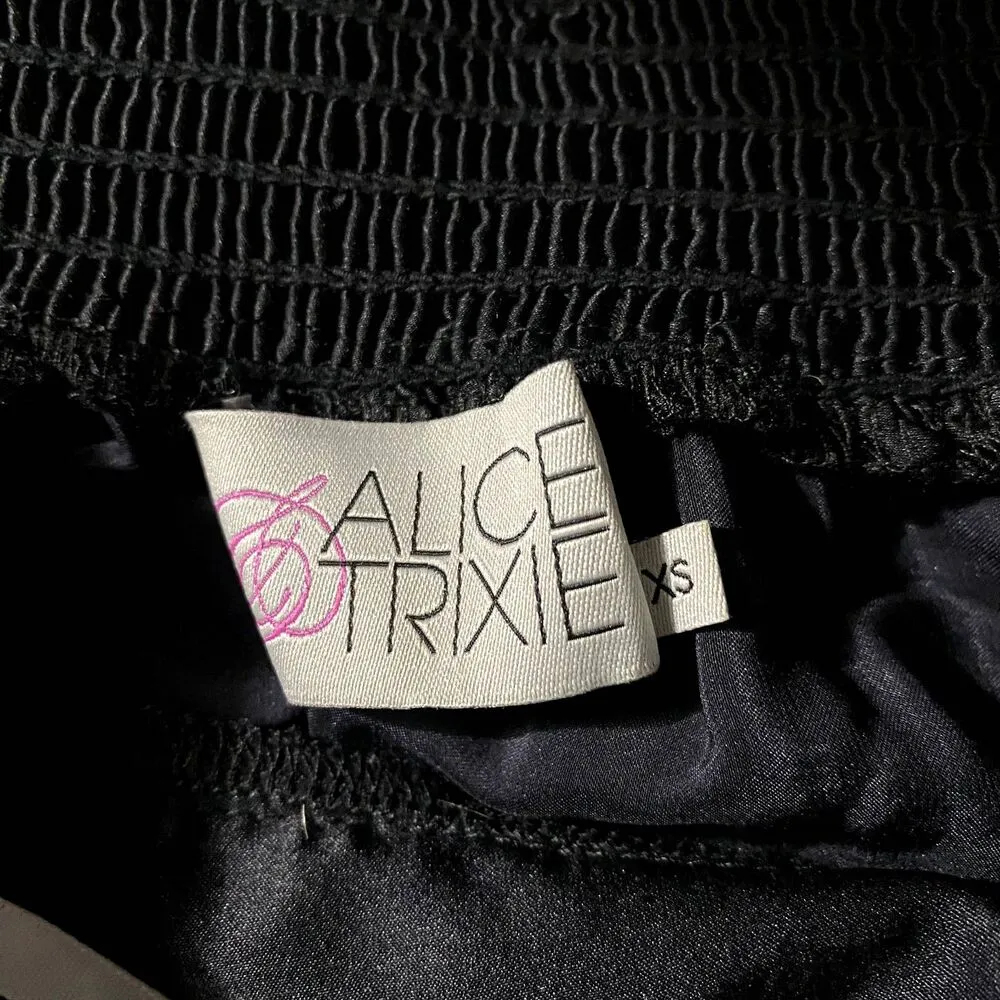 Alice & Trixie Y2K Babydoll Halter Mini Dress Black 100% Silk Boho Print Size XS - Image 5