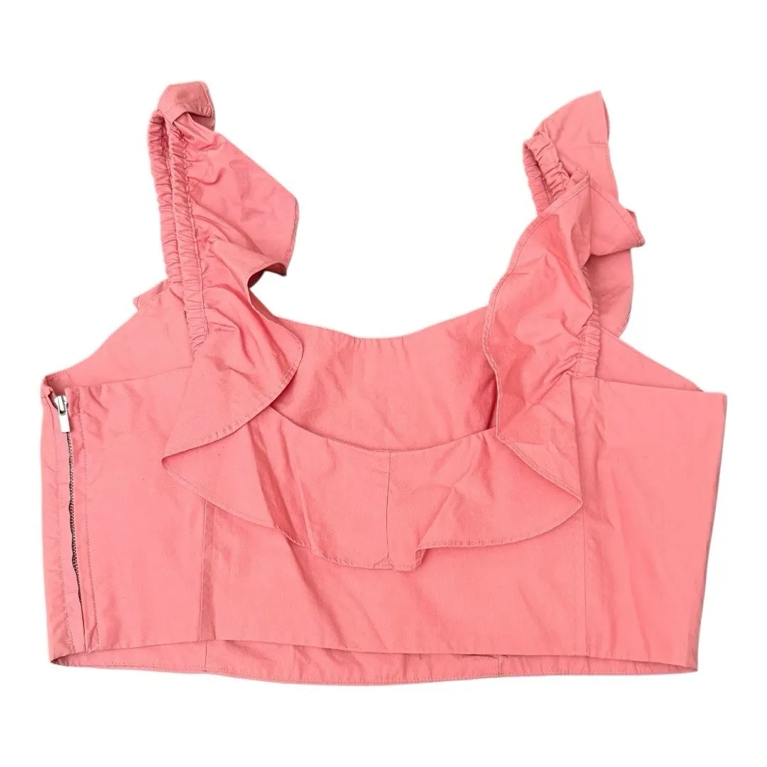Aritzia wilfred Sandrine ruffle crop tank top blouse sleeveless pink low back 10 - Image 4