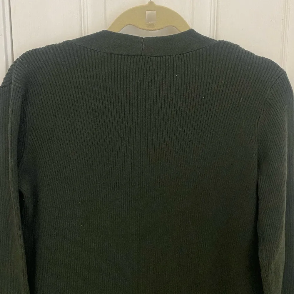 Time and True Ribbed Sweater Duster in Olive Green - Image 12