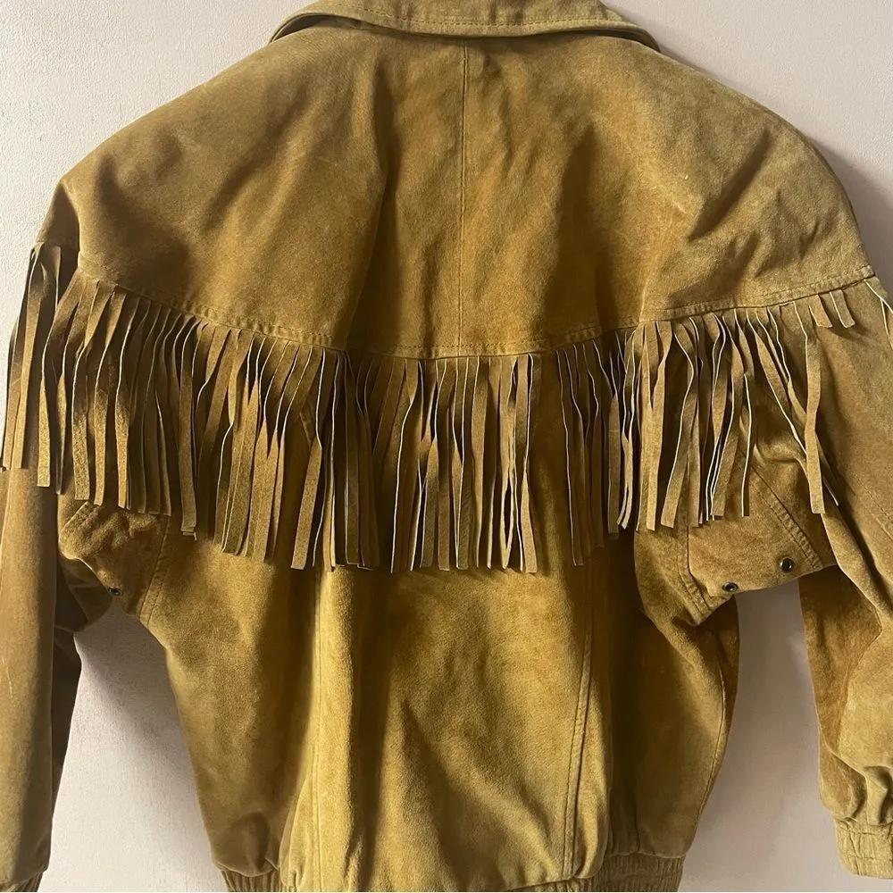 Vintage Giacca Young Gallery Camel Brown Fringe Genuine Leather Jacket GUC Sz M Size M - Image 12