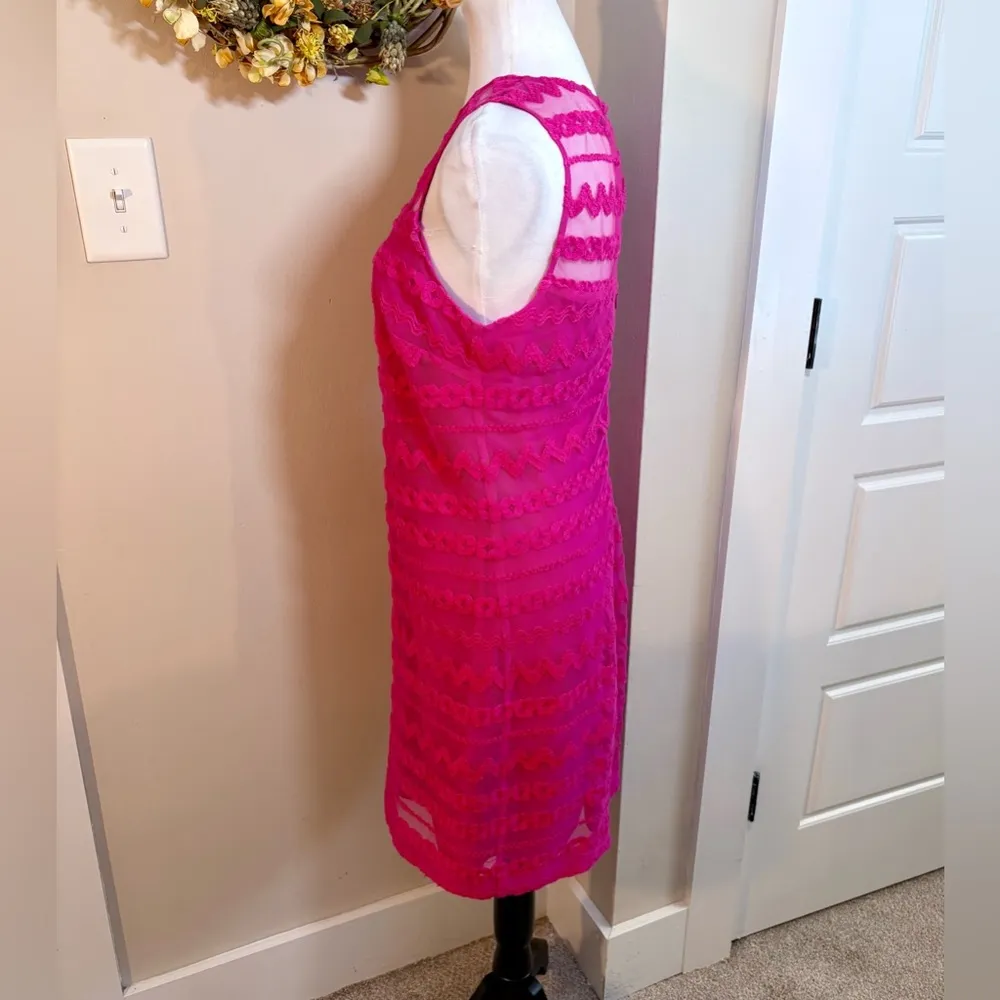 TRINA TURK  Bissitti Illusion Top Sleeveless Vibrant Pink Dress Womens Size S🧡 - Image 6
