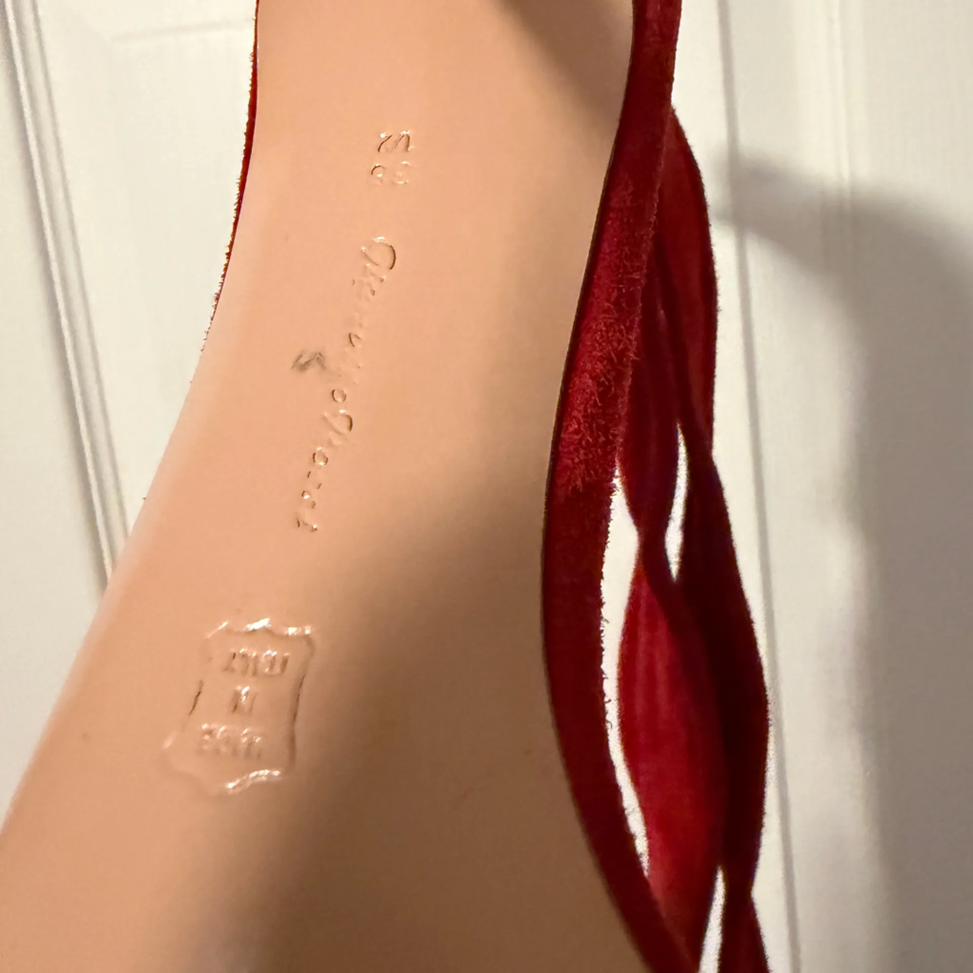 Gianvito Rossi $1195 Red Suede Leather Stiletto Strapped Heels Tie Sexy Italy - Image 9