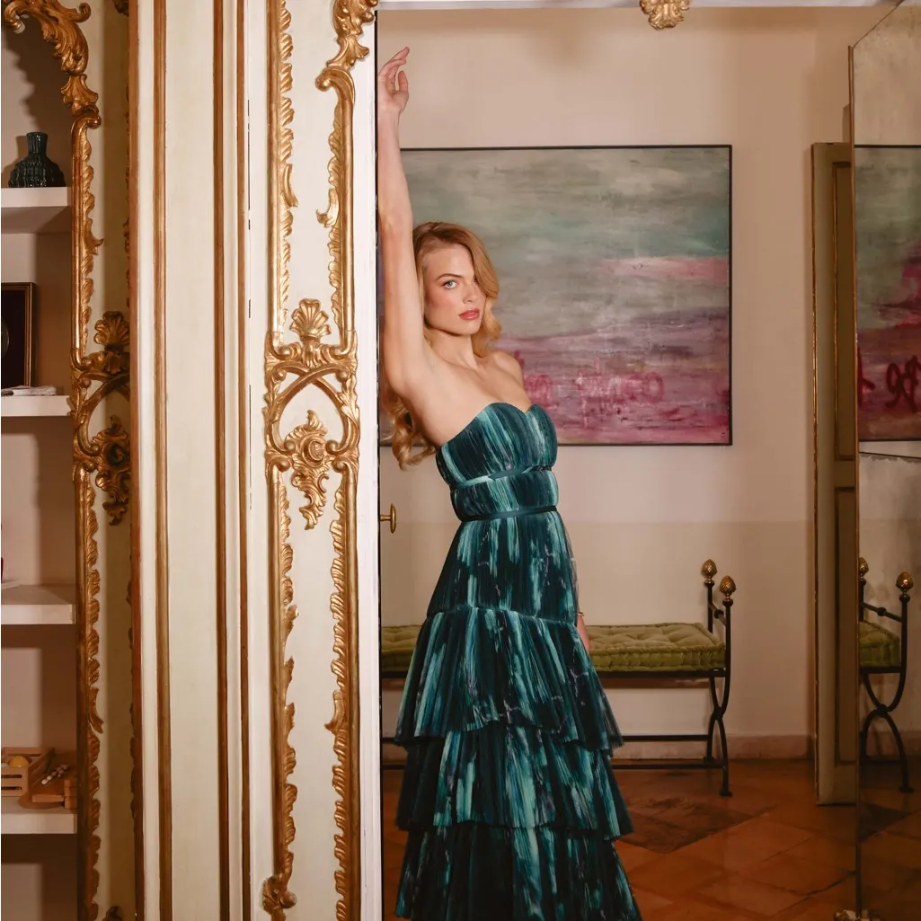 Hutch Lanza Strapless Tiered Ruffle Maxi Dress 4 Anthropologie Tulle Gown NWT - Image 4