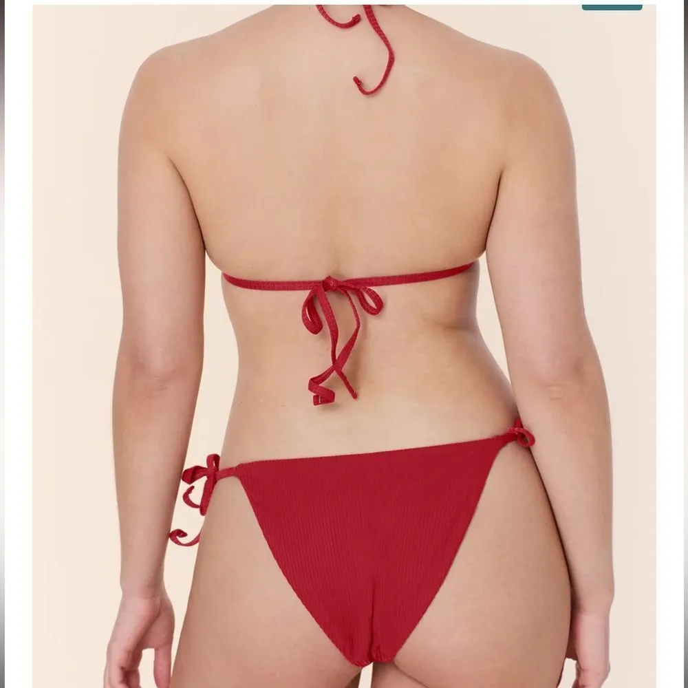 Andie‎ String Bikini Set Ribbed Flame Red size M NWT/NWOT - Image 3