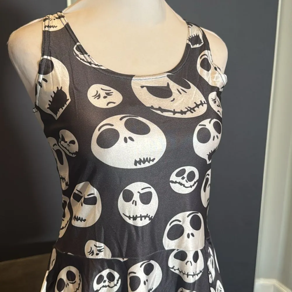 Women’s Skater Dress Sleeveless Skeleton Design Halloween Size XS/S NEW Black - Image 2