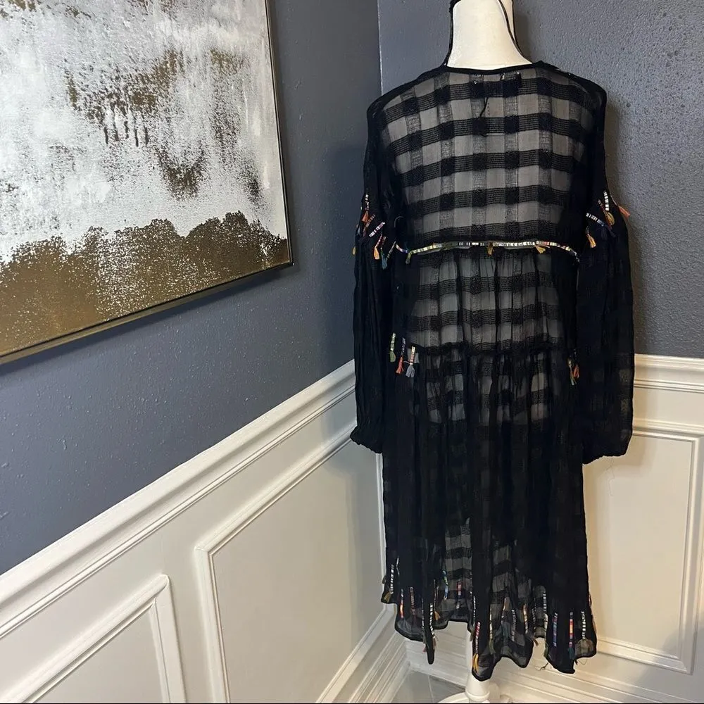 ZARA  Artsy Embroidered Button Front Kimono Duster - Image 10