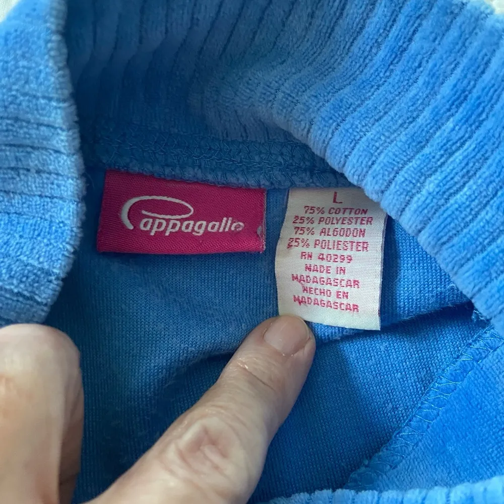 Pappagallo Velour Jacket Normcore Classic Casual, Minimalist, Sporty, Athleisure Blue Size L - Image 3