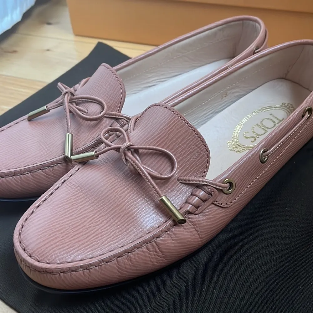 TODS Leather Gomino Driving Loafers Tan Sz 39 - Image 9