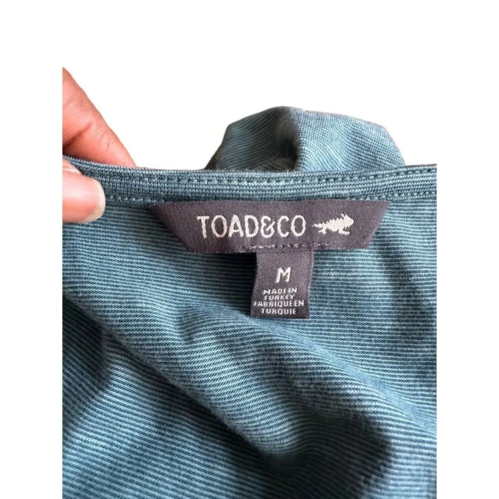 Toad&Co Belted Faux Wrap V Neck Dress Green Size M St Patrick’s Day  Sleeveless - Image 4