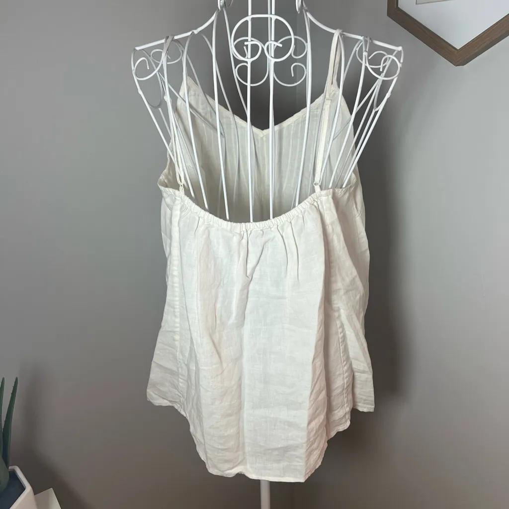 Boden Emmeline Pintuck Top White Linen Size 4 Beach Lightweight Vacation Resort - Image 5