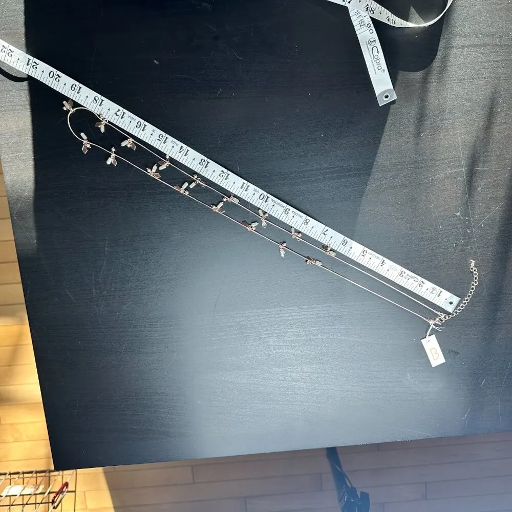 NEW NWT BANCROFT Long Rose Gold Color Stone & Bead Necklace Snake Chain - Image 7