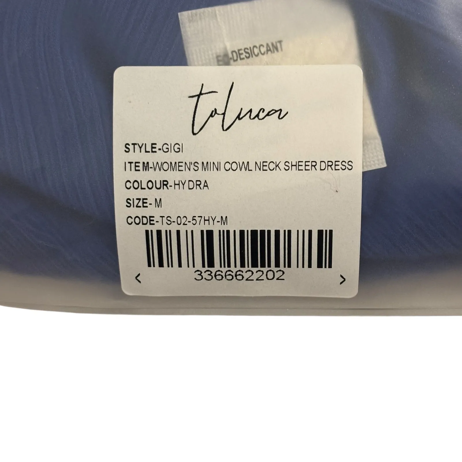 Toluca Gigi‎ Mini Dress Women's M Hydra Blue Sheer Cowl Neck Backless Size M - Image 7