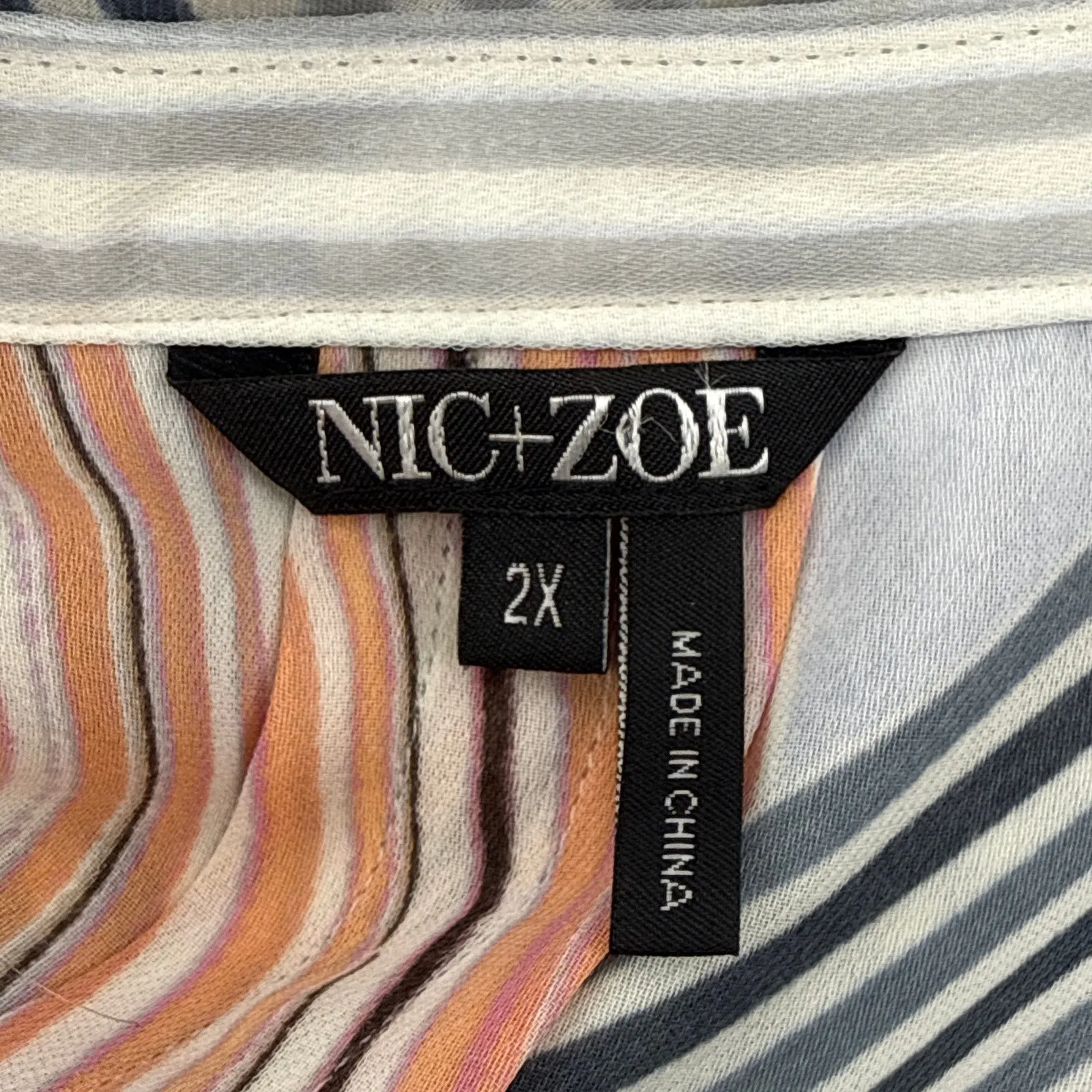 NWT NIC+ZOE 2X All Angles Multi Stripe Split Neck Long Sleeve Tunic Blouse - Image 8