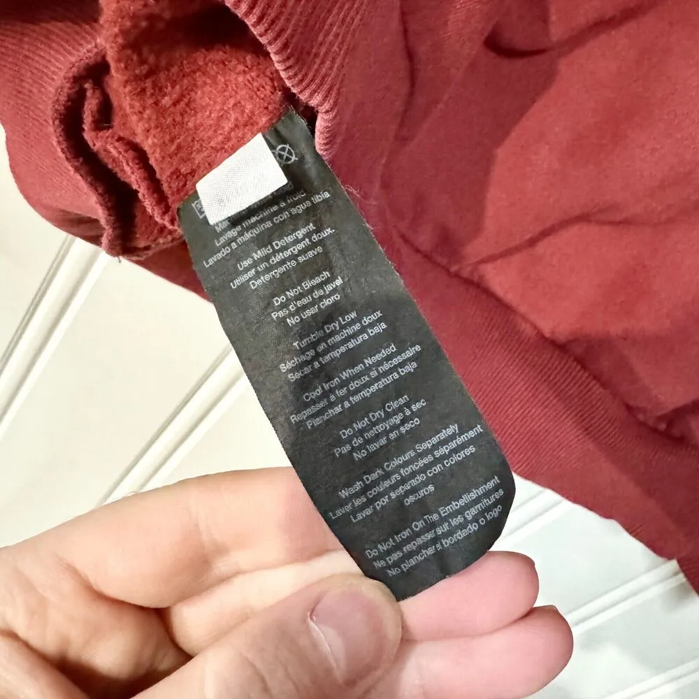 MERRELL Sweater Women Size Medium Red Full Zip Hooded Graphic Outdoor Cotton - Image 6