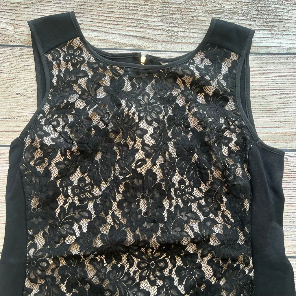 Boston Proper Black Lace Overlay Cocktail Midi Dress Womens Medium Whimsigoth - Image 3