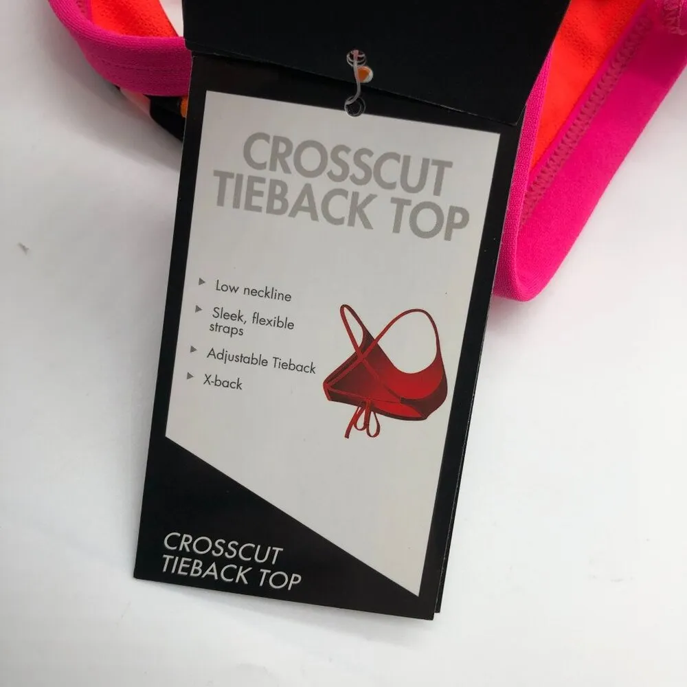 TYR Women Bikini Swim Top Crosscut Low Neckline Fresno Mojave Tieback Pink XS - Image 7