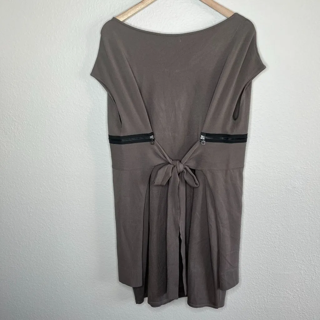 Sarah Pacini Womens Gray Dress With Black Zipper Waist Trim One Size lagenlook - Image 8