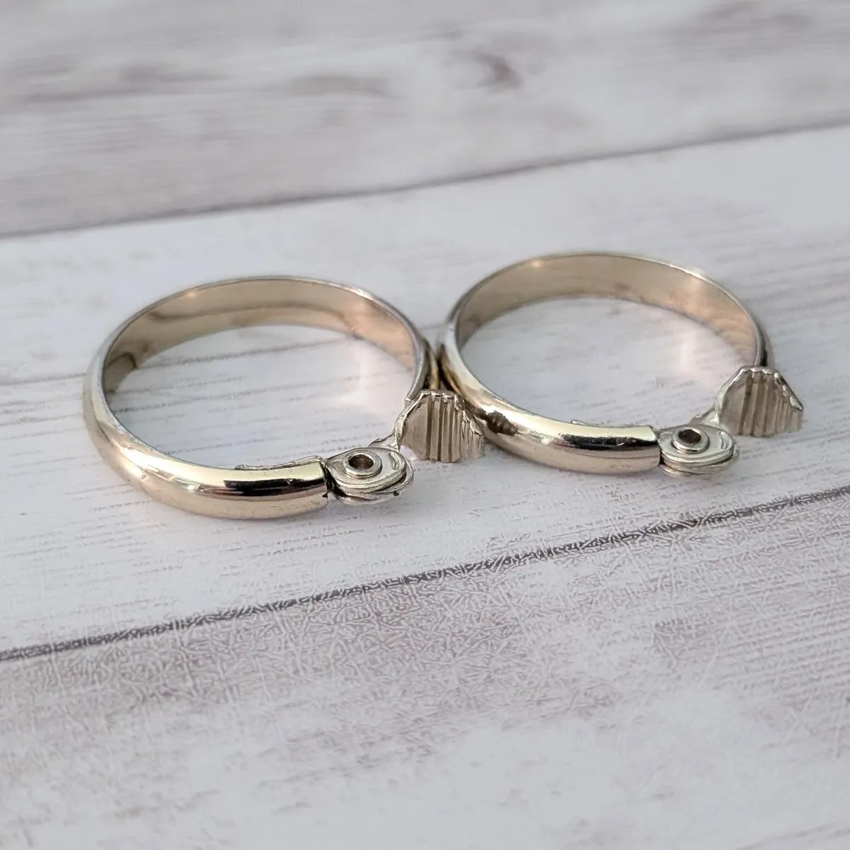 Vintage TJG The Jewelry Group Clip On Earrings Large Gold Tone Hoops - Image 3