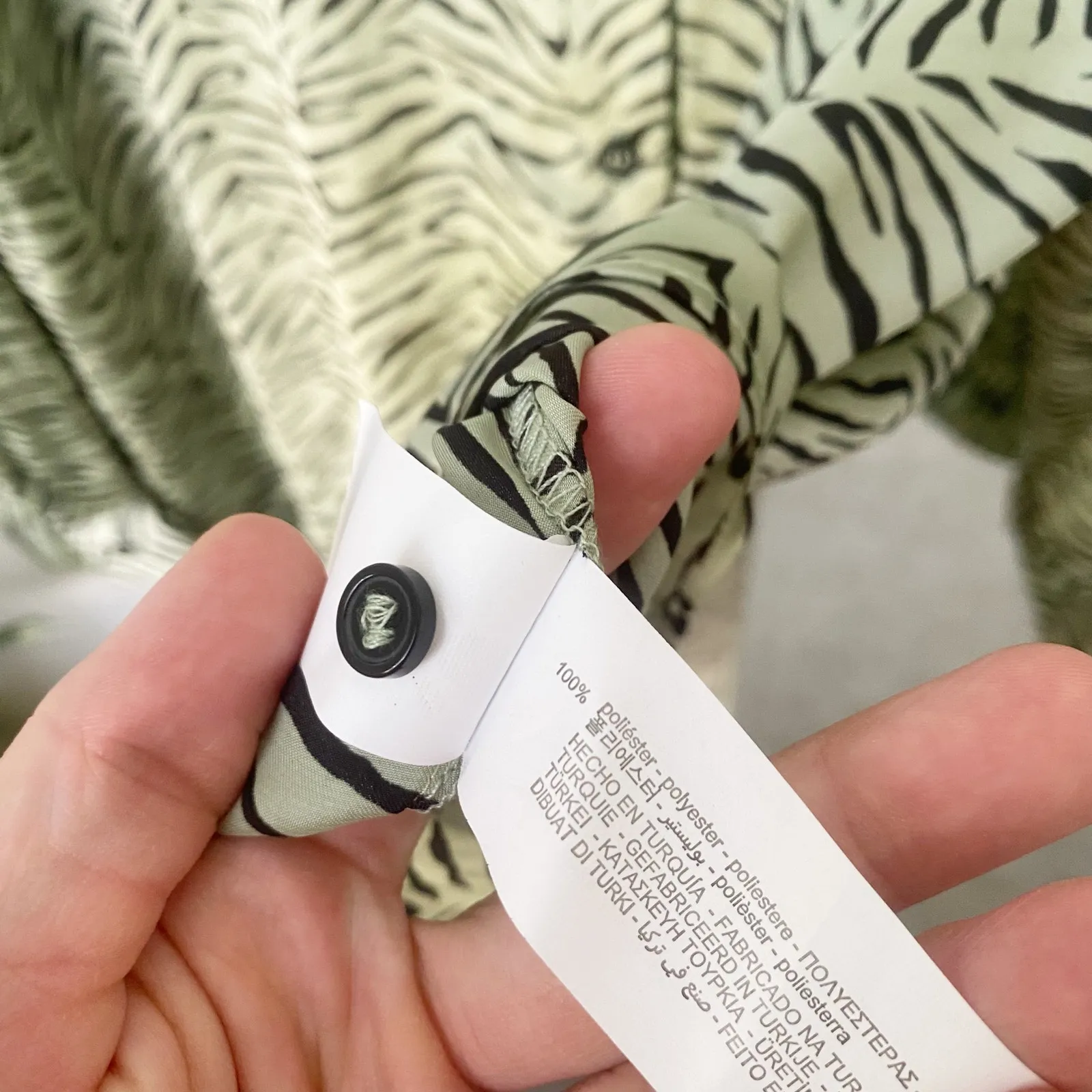 Zara Satin Oversized Animal Print Button Down Top - Image 6