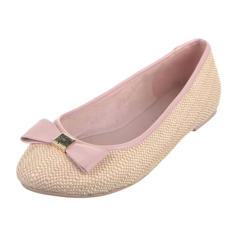 TED BAKER Sualli Bow Raffia Pink Ballet Flat Size 39.5 / 9 - Image 3
