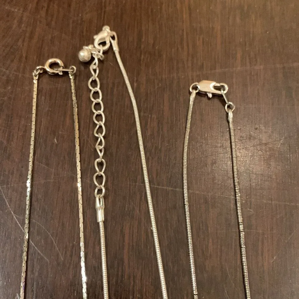 3 dainty necklaces dolphin heart purple circle Silver - Image 2