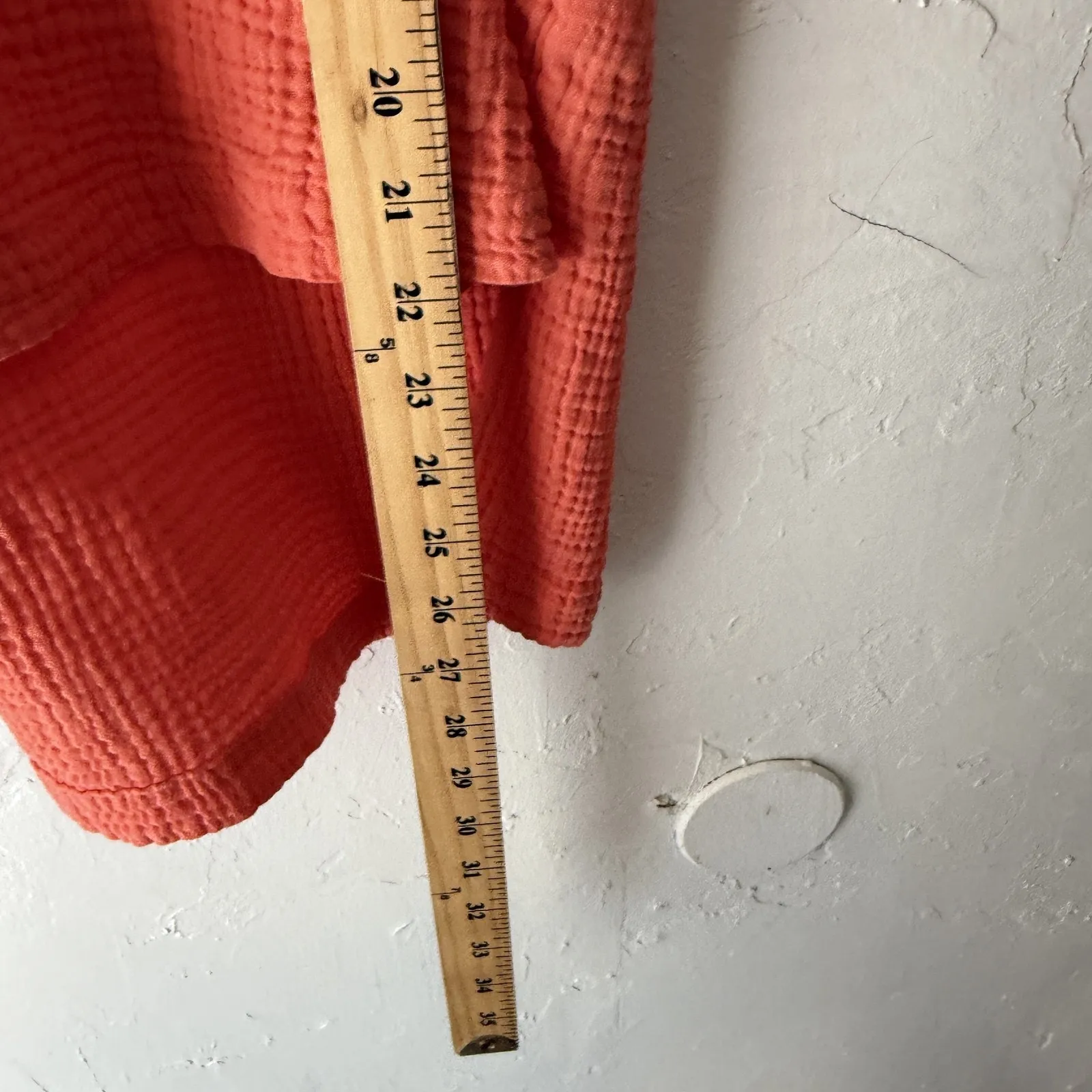 Freckled Poppy Shirt Womens Medium‎ Coral Pink Gauze Textured Pocket Button Top - Image 9