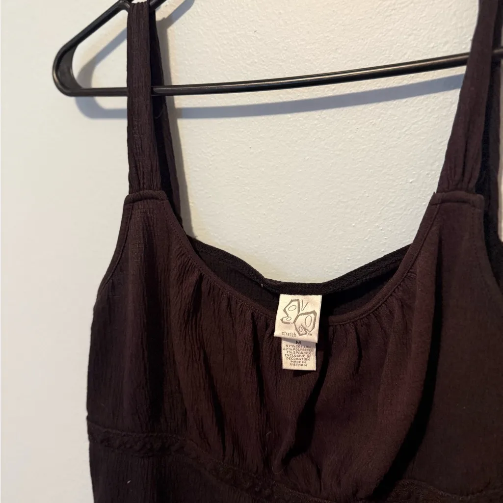 Lace Y2K Babydoll Cami Tank Top Black Size M - Image 2