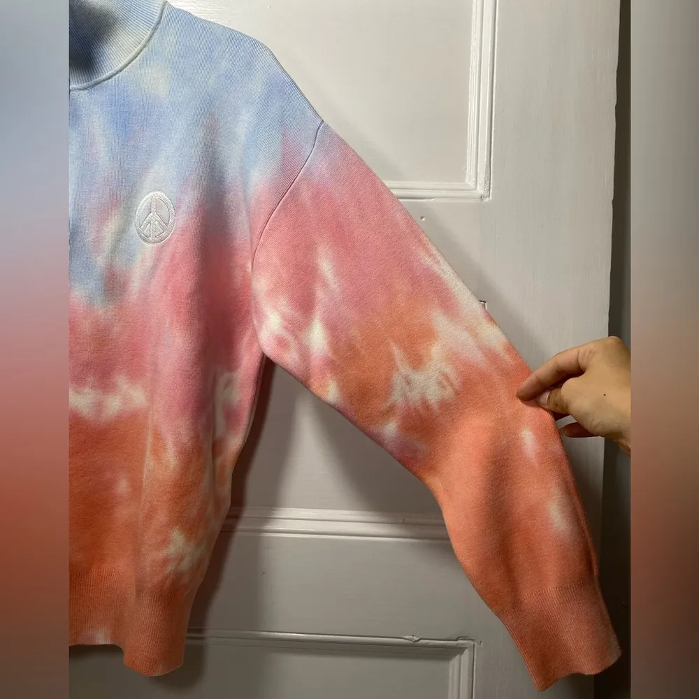 Sandro | Fabien Ombré Tie-Dye 1/4 Zip Pullover Sweatshirt Peace Sign Bunt Size 0 - Image 12