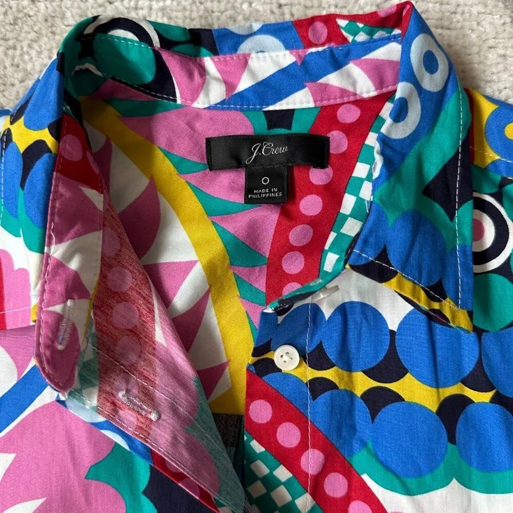 Women's J Crew Ratti Kaleidoscope Long Sleeve Button Down Sz 0 - Image 7