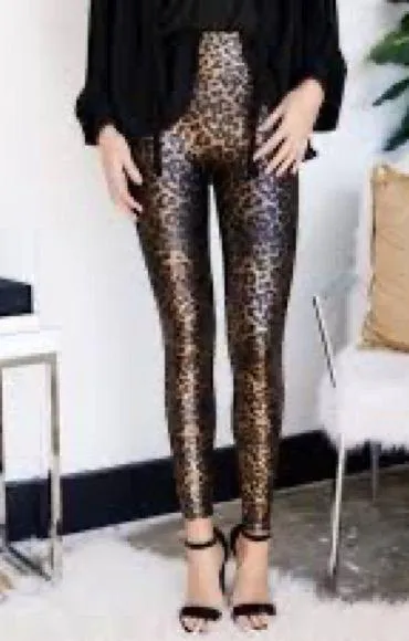Spank faux leather leopard leggings - Image 2