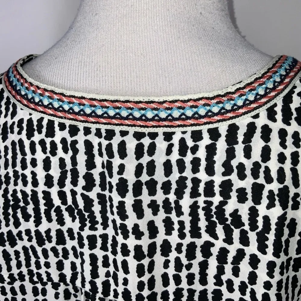 Stitch Fix Daniel Rainn Black & White Short Sleeve Tie Front Blouse M - Image 9